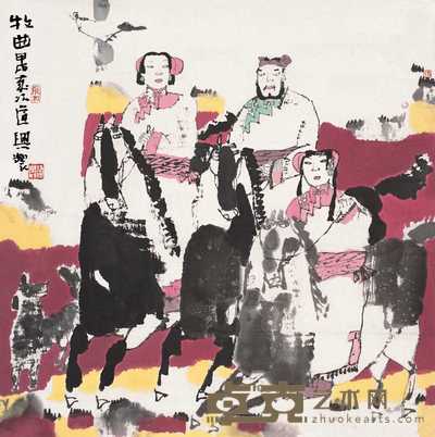 张道兴 1994年作 牧曲 镜心 68×68cm